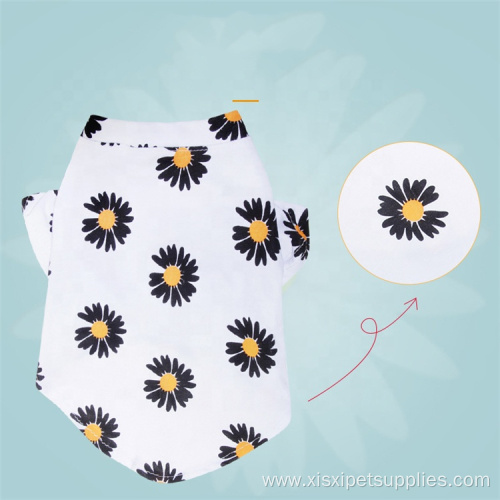 Print Clothes Comfortable Pet Cotton Daisy Shirt